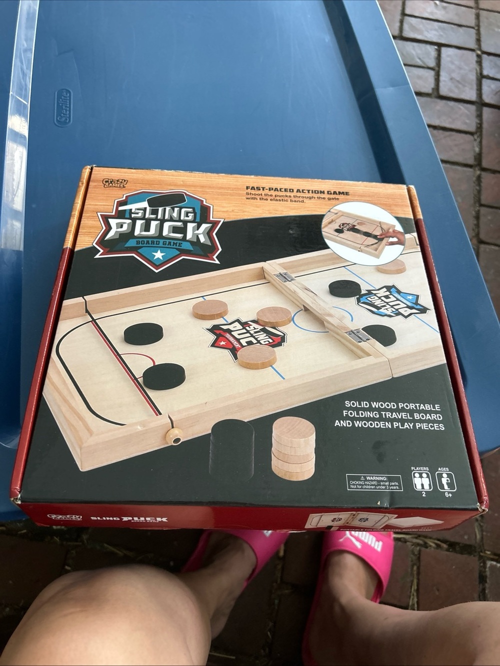 Sling Puck Board Game - Natural Wood